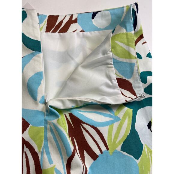 NWT Ann Taylor Bold Tropical Floral Cotton Skirt Size 6 Lined Travel Resort Wear - Picture 3 of 7